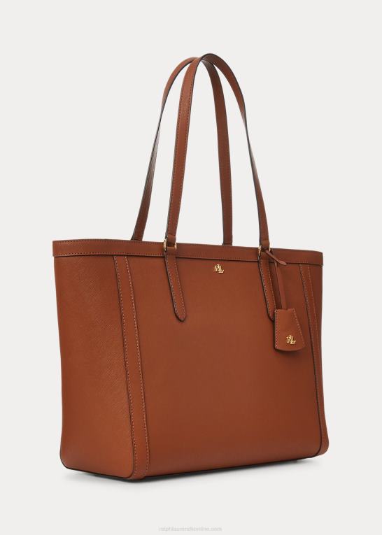 tan Kvinder Ralph Lauren crosshatch læder stor clare-tote Z426B5429