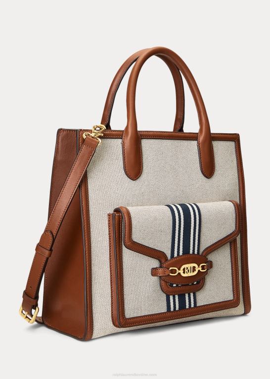 tan/marine Kvinder Ralph Lauren stor symone mulepose i lærred Z426B5417