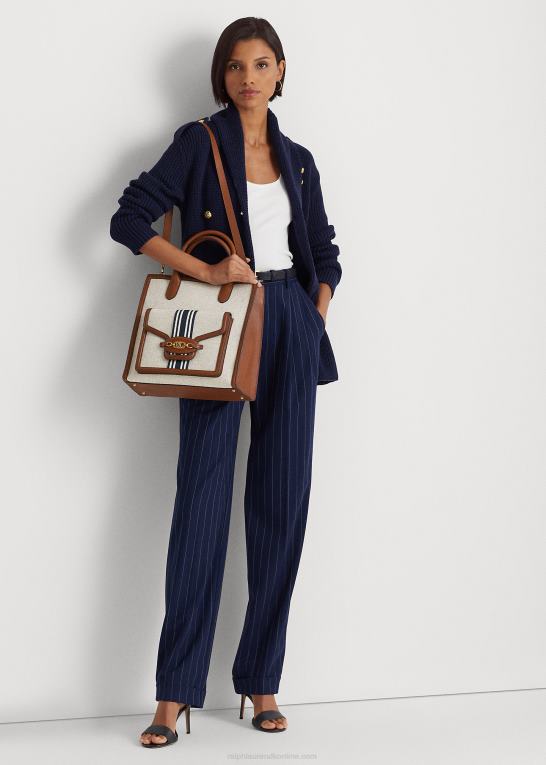 tan/marine Kvinder Ralph Lauren stor symone mulepose i lærred Z426B5417