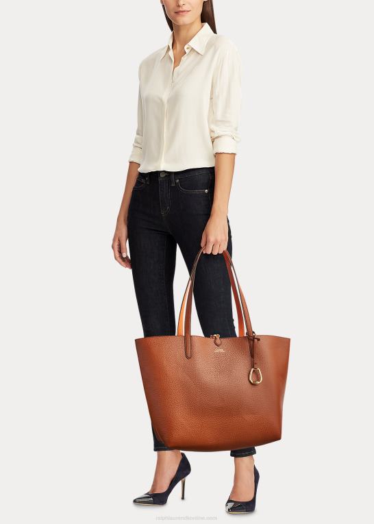 tan/orange Kvinder Ralph Lauren vendbar pose i imiteret læder Z426B5432