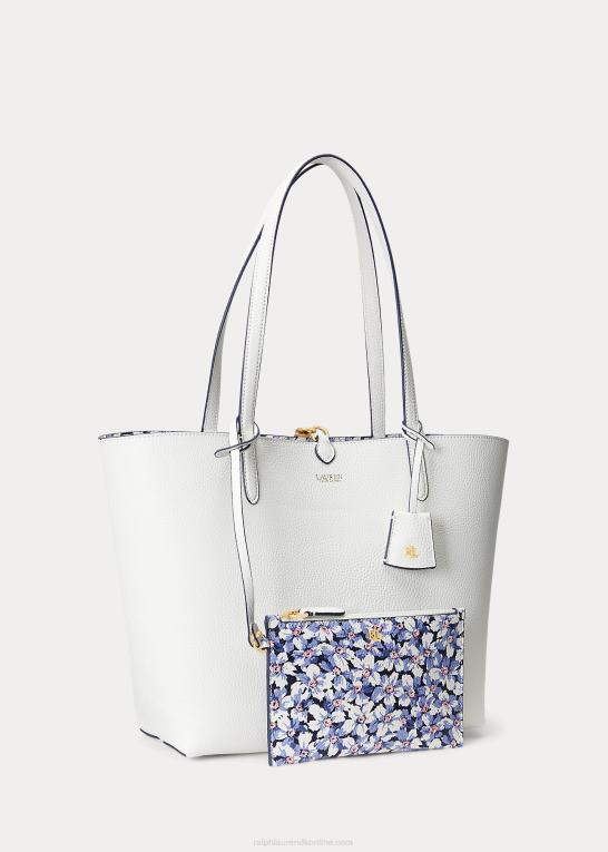 vanilje/brise blomster Kvinder Ralph Lauren vendbar tote med imiteret lædertryk Z426B5431