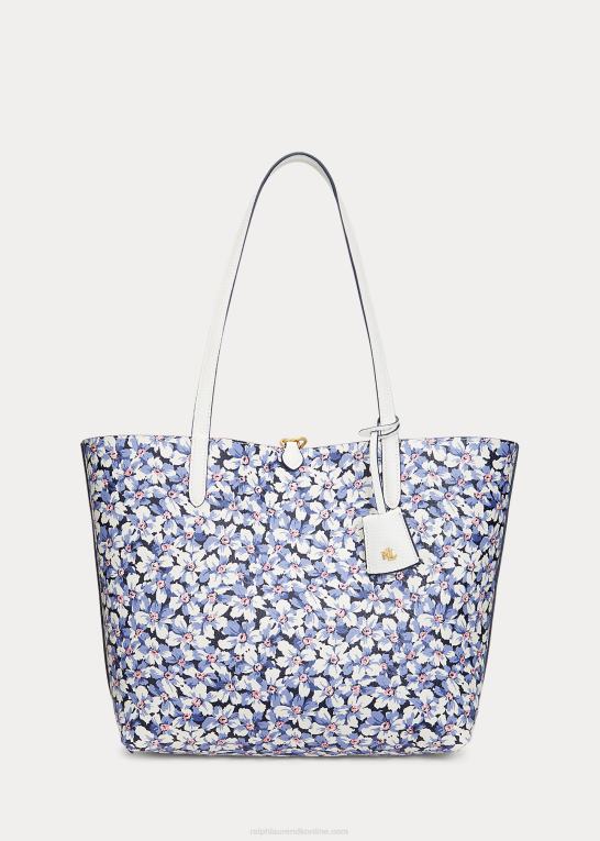 vanilje/brise blomster Kvinder Ralph Lauren vendbar tote med imiteret lædertryk Z426B5431