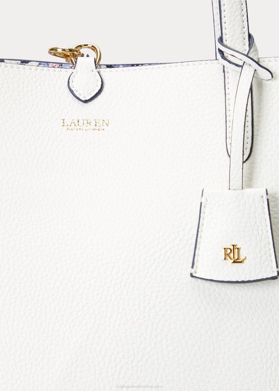 vanilje/brise blomster Kvinder Ralph Lauren vendbar tote med imiteret lædertryk Z426B5431