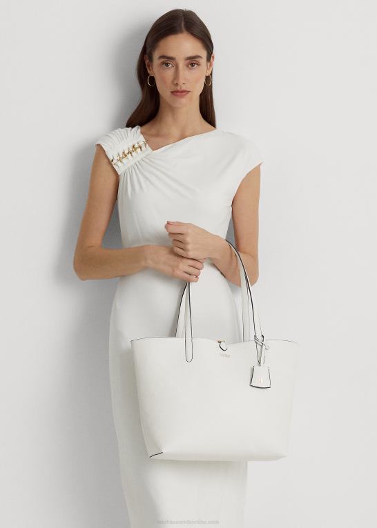 vanilje/brise blomster Kvinder Ralph Lauren vendbar tote med imiteret lædertryk Z426B5431
