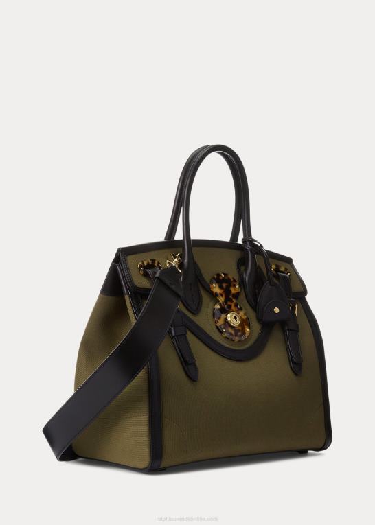 oliven Kvinder Ralph Lauren lærred og læder blød ricky 33 Z426B5145
