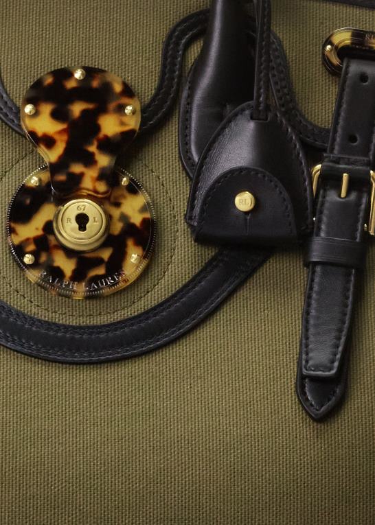 oliven Kvinder Ralph Lauren lærred og læder blød ricky 33 Z426B5145