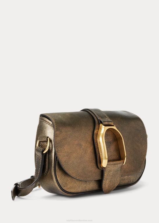 bronze Kvinder Ralph Lauren metallisk kalveskind welington skuldertaske Z426B5271