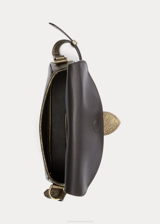 bronze Kvinder Ralph Lauren metallisk kalveskind welington skuldertaske Z426B5271