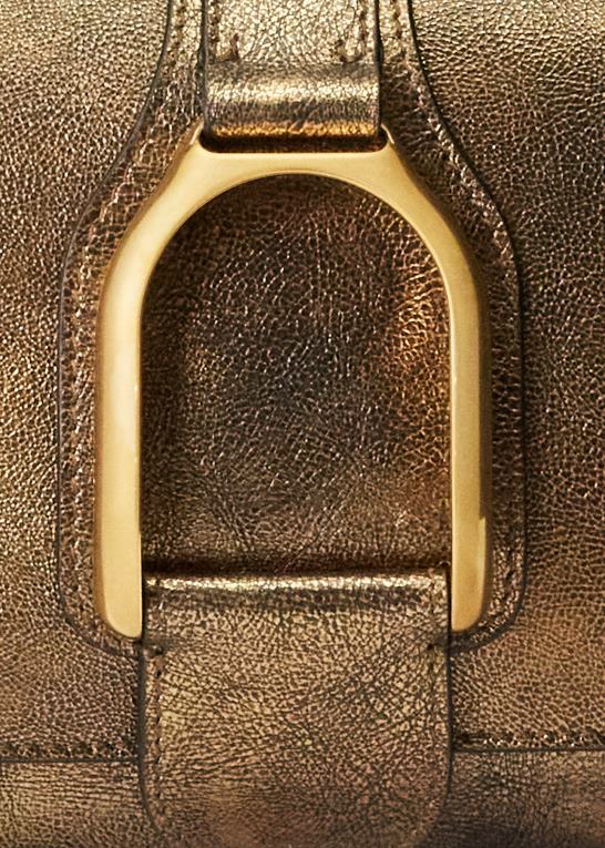 bronze Kvinder Ralph Lauren metallisk kalveskind welington skuldertaske Z426B5271