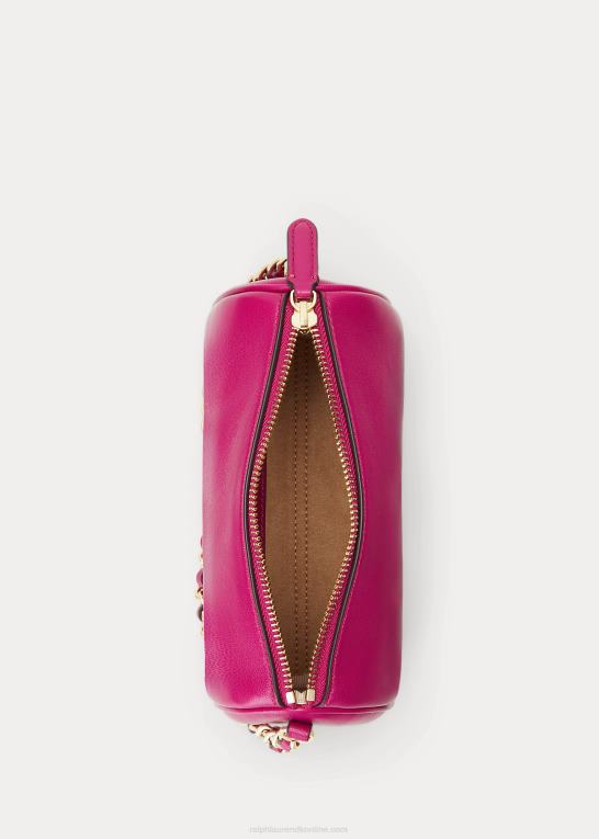 fuschia bær Kvinder Ralph Lauren nappa læder lille emelia skuldertaske Z426B5434