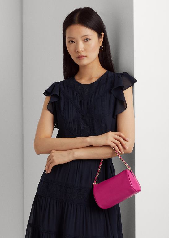 fuschia bær Kvinder Ralph Lauren nappa læder lille emelia skuldertaske Z426B5434