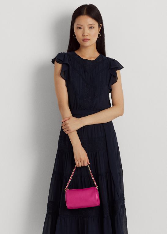 fuschia bær Kvinder Ralph Lauren nappa læder lille emelia skuldertaske Z426B5434