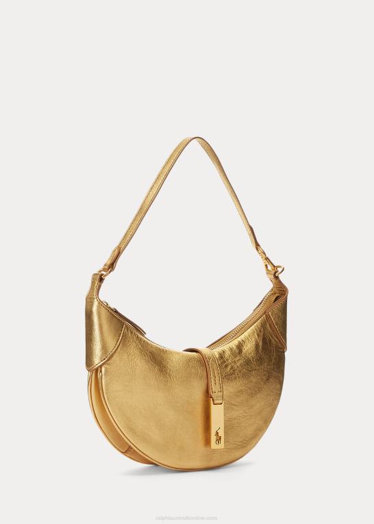 guld Kvinder Ralph Lauren polo id metallisk mini skuldertaske Z426B5136