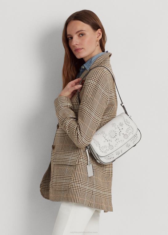 hvid Kvinder Ralph Lauren eyelet læder lille maddy skuldertaske Z426B5159
