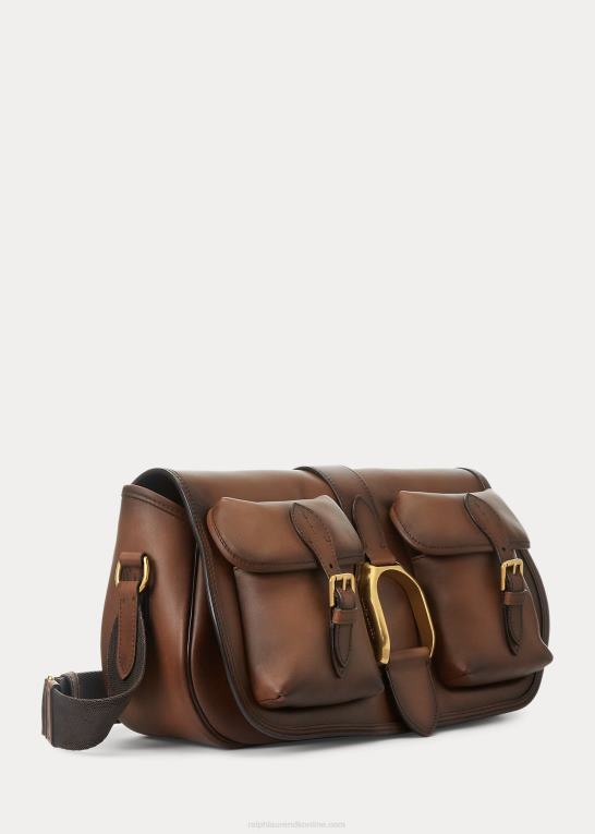 kastanje Kvinder Ralph Lauren kalveskind oversize welington skuldertaske Z426B5144