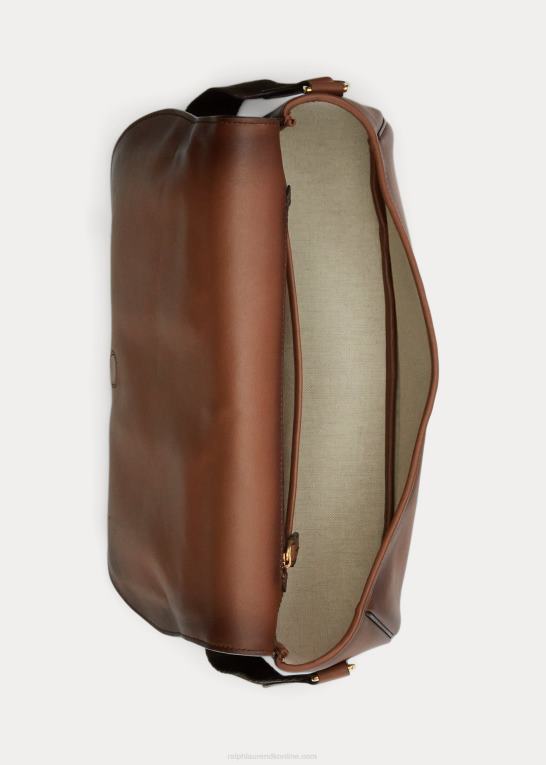 kastanje Kvinder Ralph Lauren kalveskind oversize welington skuldertaske Z426B5144