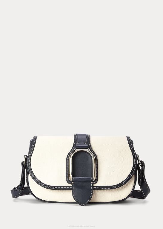 natur/marine Kvinder Ralph Lauren kanvas & kalveskind welington skuldertaske Z426B5274