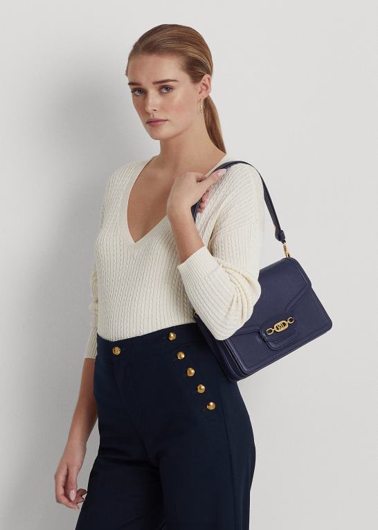 raffineret flåde Kvinder Ralph Lauren læder mellem sydnee skuldertaske Z426B5386