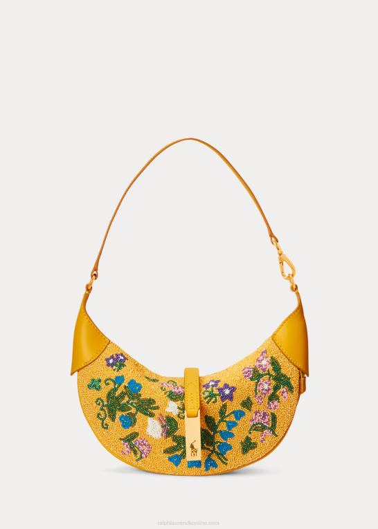 sennep multi Kvinder Ralph Lauren polo id mini skuldertaske med blomsterperler Z426B5138
