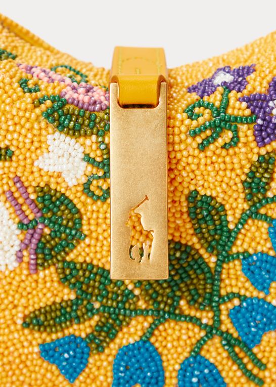 sennep multi Kvinder Ralph Lauren polo id mini skuldertaske med blomsterperler Z426B5138