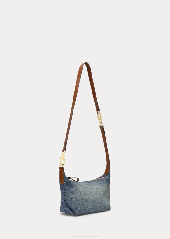 solnedgang indigo vask Kvinder Ralph Lauren vasket denim lille kassie skuldertaske Z426B5390