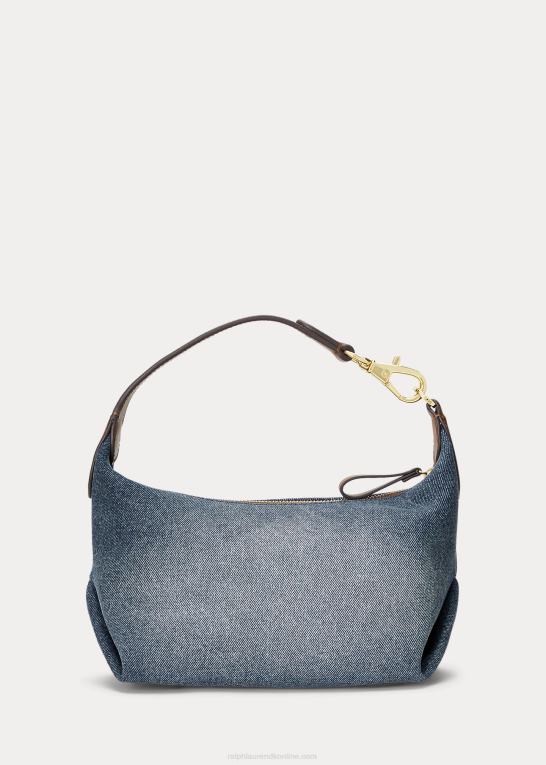 solnedgang indigo vask Kvinder Ralph Lauren vasket denim lille kassie skuldertaske Z426B5390