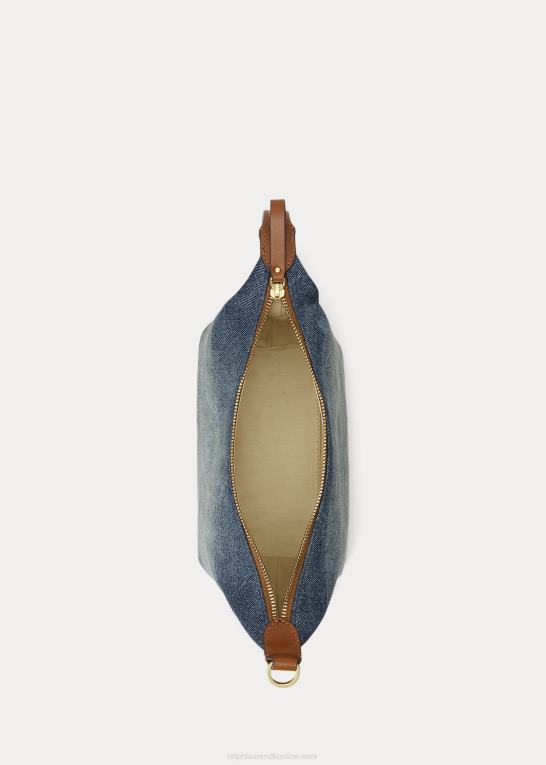 solnedgang indigo vask Kvinder Ralph Lauren vasket denim lille kassie skuldertaske Z426B5390