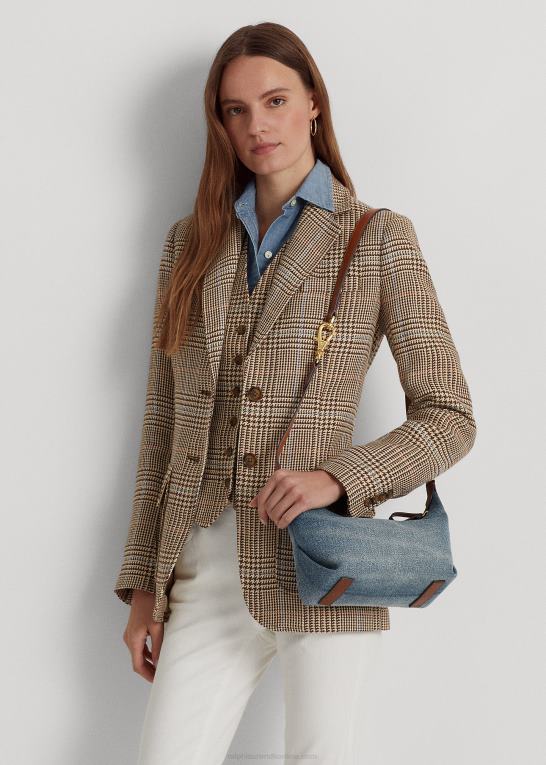 solnedgang indigo vask Kvinder Ralph Lauren vasket denim lille kassie skuldertaske Z426B5390