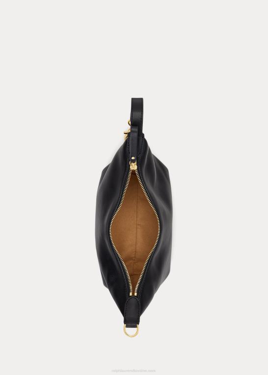 sort Kvinder Ralph Lauren lille kassie skuldertaske i læder Z426B5388
