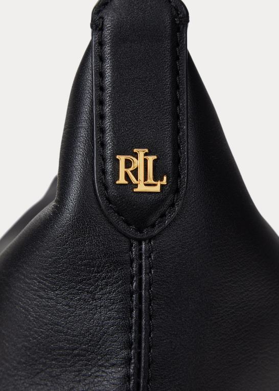 sort Kvinder Ralph Lauren lille kassie skuldertaske i læder Z426B5388