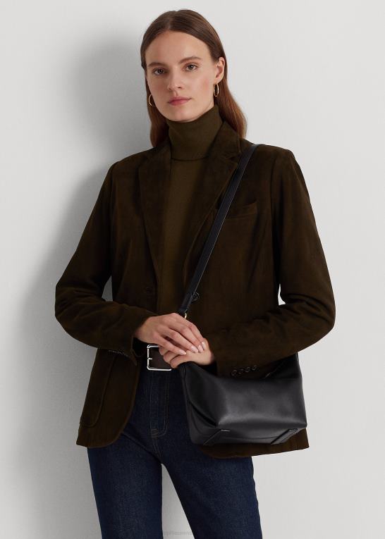 sort Kvinder Ralph Lauren lille kassie skuldertaske i læder Z426B5388