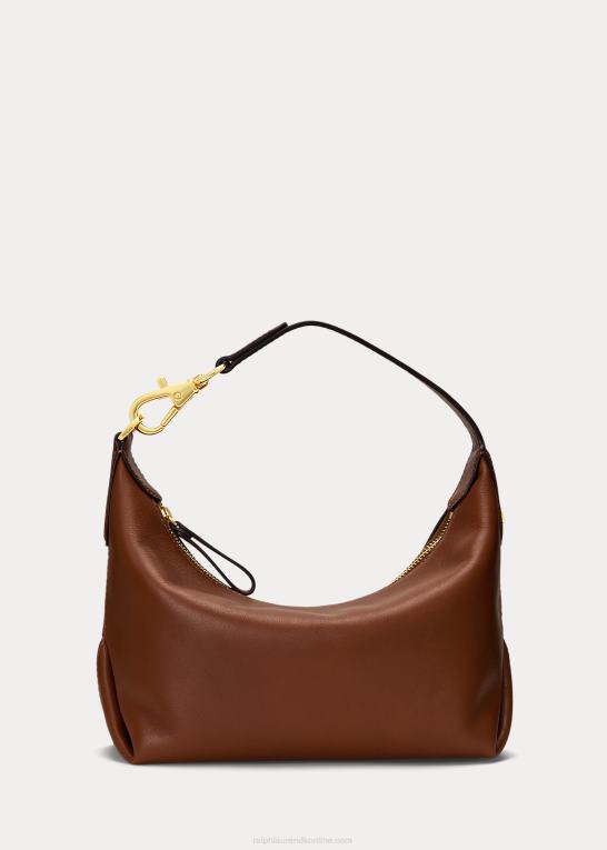 tan Kvinder Ralph Lauren lille kassie skuldertaske i læder Z426B5389