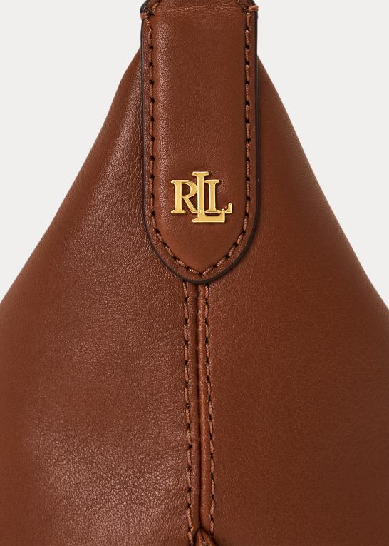tan Kvinder Ralph Lauren lille kassie skuldertaske i læder Z426B5389
