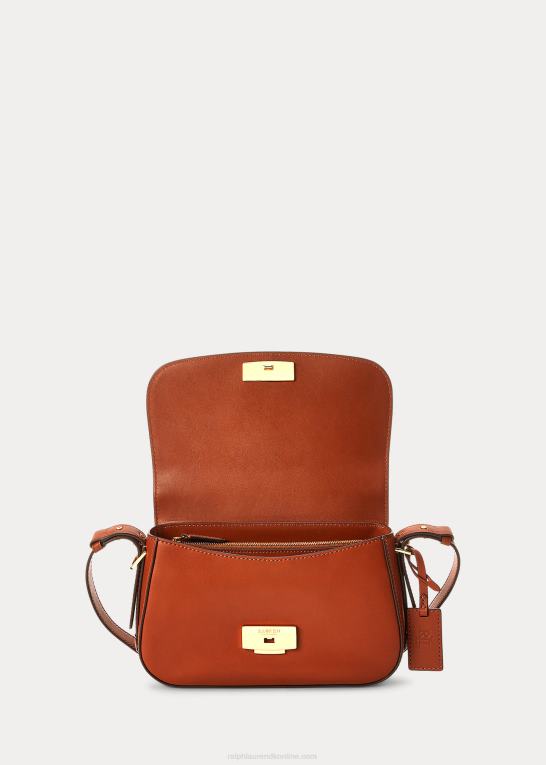 tan Kvinder Ralph Lauren lille maddy skuldertaske i læder Z426B5156