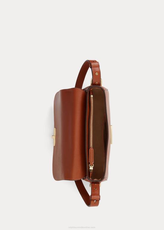 tan Kvinder Ralph Lauren lille maddy skuldertaske i læder Z426B5156