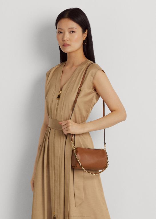 tan Kvinder Ralph Lauren nappa læder lille emelia skuldertaske Z426B5436