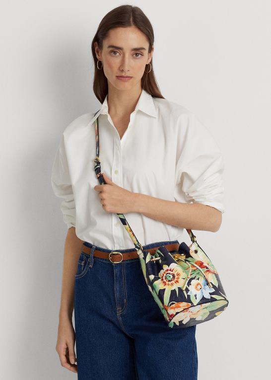 marina tropiske blomster Kvinder Ralph Lauren blomstret medium andie-snørepose Z426B5443