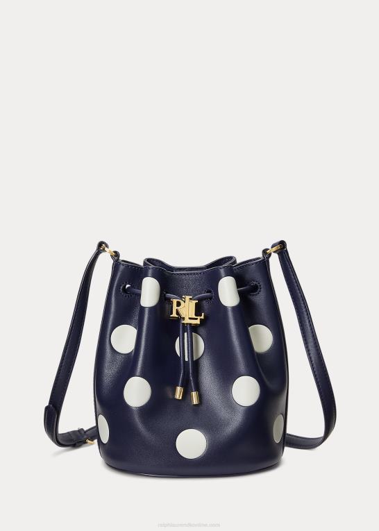 raffineret navy/vanilje Kvinder Ralph Lauren polkaprikket medium andie-snørepose Z426B5340
