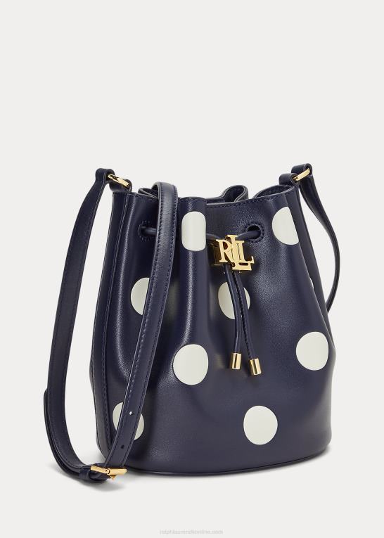 raffineret navy/vanilje Kvinder Ralph Lauren polkaprikket medium andie-snørepose Z426B5340