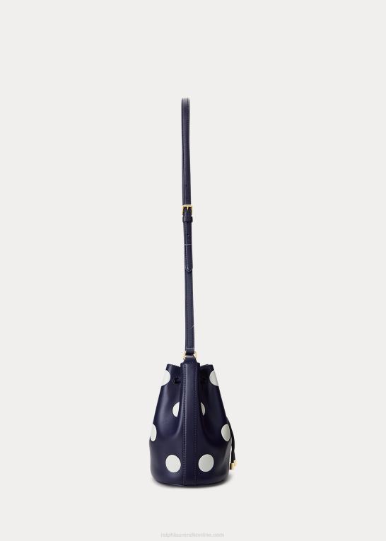 raffineret navy/vanilje Kvinder Ralph Lauren polkaprikket medium andie-snørepose Z426B5340