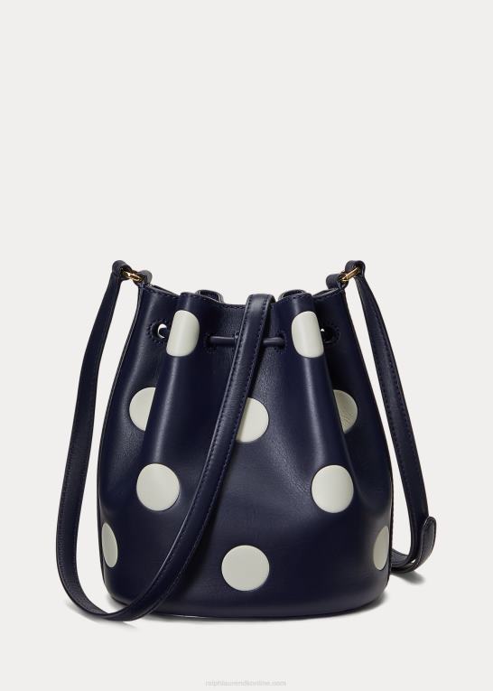 raffineret navy/vanilje Kvinder Ralph Lauren polkaprikket medium andie-snørepose Z426B5340