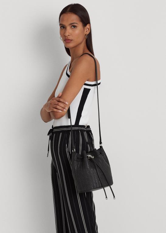 sort Kvinder Ralph Lauren vævet medium andie-snørepose Z426B5341