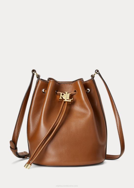 tan Kvinder Ralph Lauren mellemlang andie-snørepose i læder Z426B5343