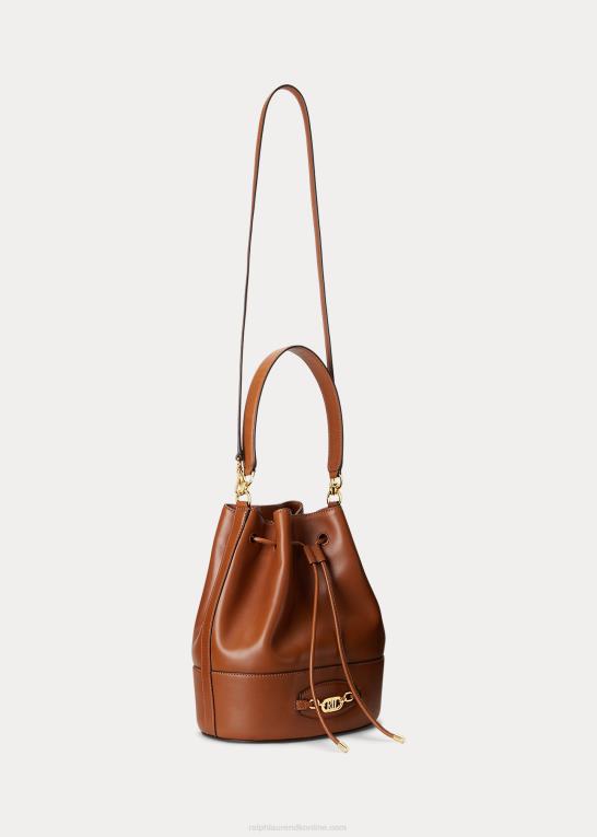 tan Kvinder Ralph Lauren stor læderpose med snoretræk Z426B5349