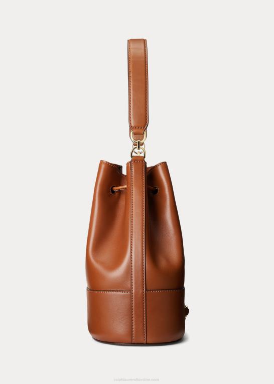 tan Kvinder Ralph Lauren stor læderpose med snoretræk Z426B5349