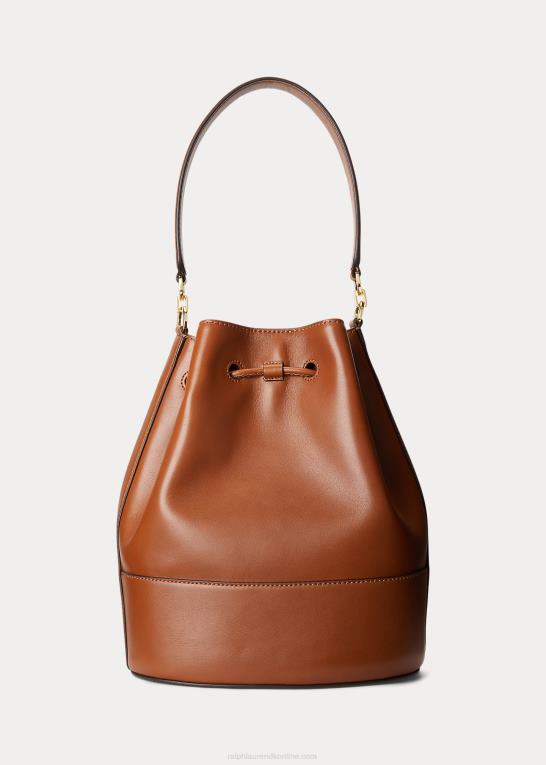 tan Kvinder Ralph Lauren stor læderpose med snoretræk Z426B5349