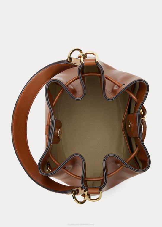 tan Kvinder Ralph Lauren stor læderpose med snoretræk Z426B5349