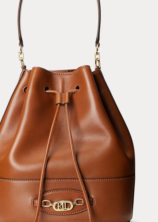 tan Kvinder Ralph Lauren stor læderpose med snoretræk Z426B5349