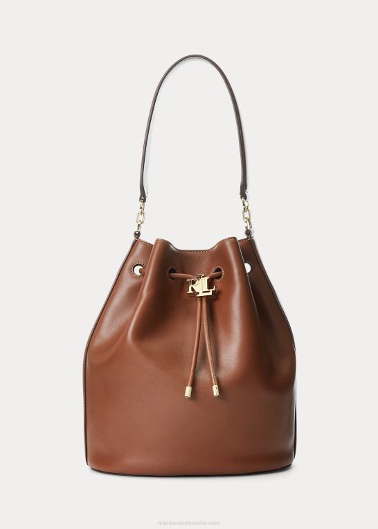 tan Kvinder Ralph Lauren stor læderpose med snoretræk Z426B5453
