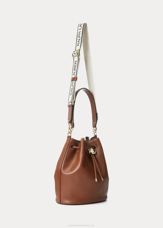 tan Kvinder Ralph Lauren stor læderpose med snoretræk Z426B5453